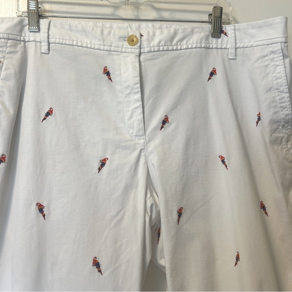 Talbots Pants Parrot Embroidered Relaxed Chino White Cotton Plus Size 16WPetite - Picture 9 of 16